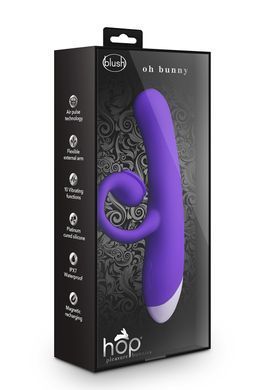 T331543 Двойной вибратор с технологией пульсации воздуха Blush HOP - OH BUNNY - MIDNIGHT