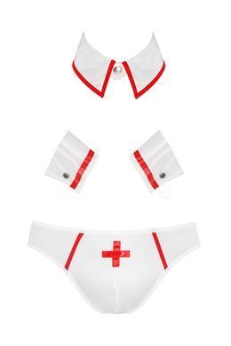 Комплект эротического мужского белья Passion Gregory L/XL, белый, трусы, воротник, манжеты