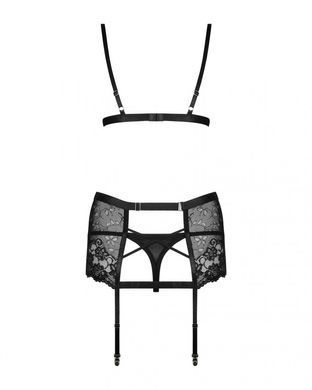 411014 Комплект з широким поясом для панчох Obsessive Blanita garter belt S/M Чорний