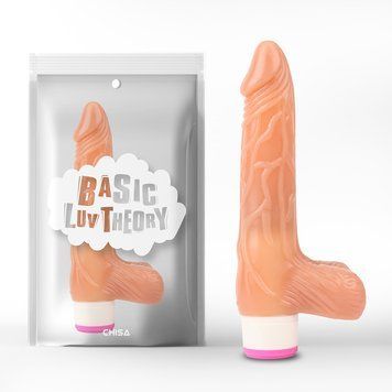 Вибратор&nbsp;с&nbsp;яичками&nbsp;ребристый&nbsp;Flesh&nbsp;Basic&nbsp;Luv&nbsp;Theory Chisa