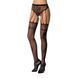 Эротические колготки-бодистокинг Passion S016 black, имитация ажурных с доступом трусиков и чулок, Черный