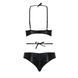 Комплект белья NAVEL SET black S/M - Passion Exclusive: трусики и лиф с элементами под латекс, Черный