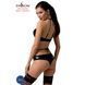 Комплект белья NAVEL SET black S/M - Passion Exclusive: трусики и лиф с элементами под латекс, Черный