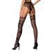Эротические колготки-бодистокинг Passion S016 black, имитация ажурных с доступом трусиков и чулок, Черный