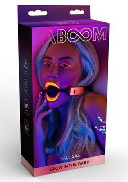 Кляп, що світиться в темряві Taboom Ball Gag, рожево-чорний