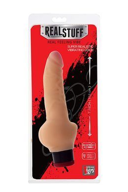 Вібромасажер реаліст Dream toys RealStuff з мошонкою 17,8 см, тілесний