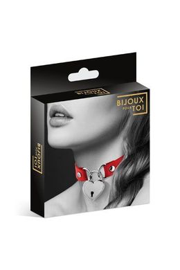 Чокер з замочком-сердечком Bijoux Pour Toi - HEART LOCK Red, екошкіра, Червоний