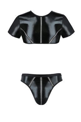 Комплект мужского белья под латекс Passion Set Peter L/XL, черный, кроп-топ, стринги