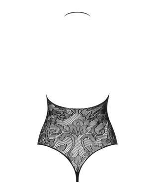 Боді з імітацією шнурівки та атласним бантиком Obsessive B119 чорний, S/M/L