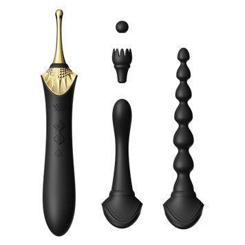 Мультифункциональный вибратор Zalo &mdash; Bess 2 Obsidian Black, 4 насадки, подогрев.