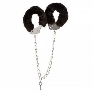 Поножі металеві з хутром DS Fetish Ankle Cuffs, чорний