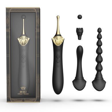Мультифункциональный вибратор Zalo &mdash; Bess 2 Obsidian Black, 4 насадки, подогрев.