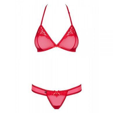 Комплект напівпрозорої білизни Obsessive 870-SET-3 червоний, L/XL