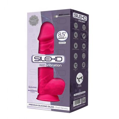 Фаллоимитатор с вибрацией SilexD Norman Vibro Pink (MODEL 1 size 8,5in), двухслойный, диаметр 5см