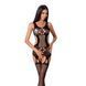 Бодистокинг Passion BS066 black, комбинезон, имитация чулок и пояса, Черный