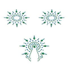 Пэстис из кристаллов Petits Joujoux Gloria set of 3 - Green/Blue, украшение на грудь и вульву