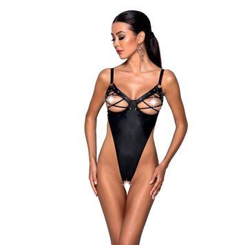 Боди из экокожи Celine Body black L/XL &mdash; Passion: с доступом, открытый
