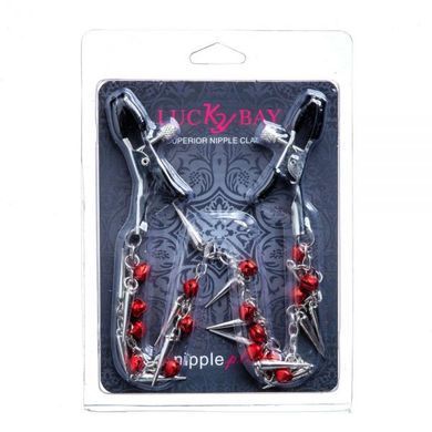 Затискачі на соски nipple play Chain Red Bell and Spike