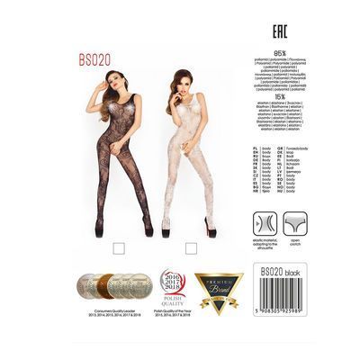 Бодистокинг Passion BS020 white, комбинезон, фантазийный узор, Белый