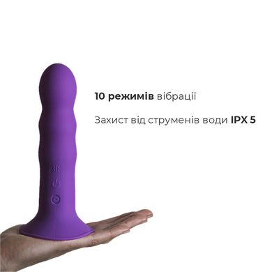 Дилдо с вибрацией Adrien Lastic Hitsens 3 Purple, отлично для страпона, диаметр 4см, длина 18,2см