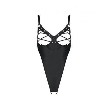 Боди из экокожи Celine Body black L/XL &mdash; Passion: с доступом, открытый