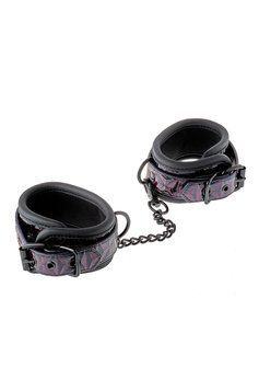 Поножі з фіолетовим тисненням Dream toys BLAZE Luxury Fetish на ланцюжку чорного кольору