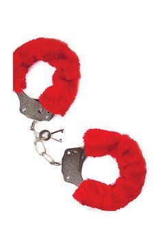Наручники з хутром MAI No.38&nbsp;METAL&nbsp;FURRY&nbsp;HANDCUFFS&nbsp;RED