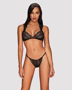 Комплект кружевного белья Obsessive Elisetta set Black L/XL