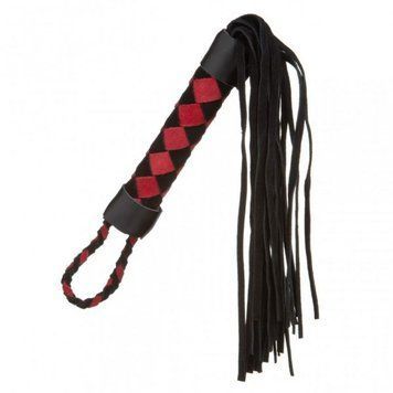 F61423 батіг з екошкіри та замші ромб FLOGGER BLACK / RED