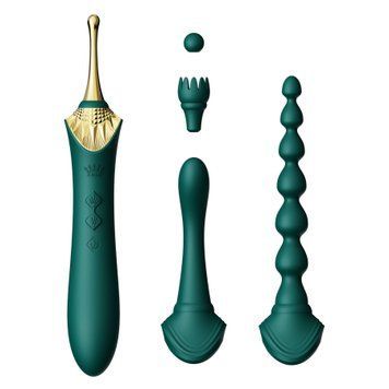 Мультифункциональный вибратор Zalo &mdash; Bess 2 Turquoise Green, 4 насадки, подогрев