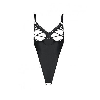 Боди из экокожи CELINE BODY black S/M &mdash; Passion: с доступом, открытый