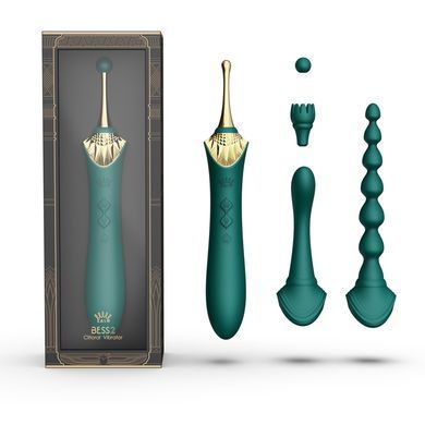 Мультифункціональний вібратор Zalo &mdash; Bess 2 Turquoise Green, 4 насадки, підігрів