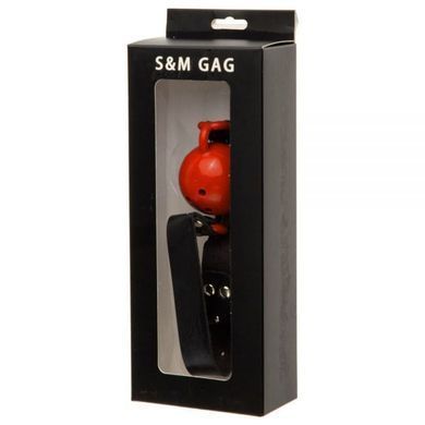 F61429 Кляп из экокожи Loveshop Latex BREATHABLE BALL GAG BLACK/RED