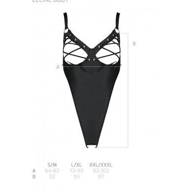 Боди из экокожи CELINE BODY black S/M &mdash; Passion: с доступом, открытый