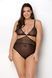 Боди Passion Amberly Body 4XL/5XL black, ассиметричный крой, кружевной лиф, золотая нить
