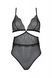 Боди Passion Amberly Body 4XL/5XL black, ассиметричный крой, кружевной лиф, золотая нить
