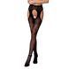 Эротические колготки-бодистокинг Passion S017 black, имитация ажурных чулок и пояса, Черный