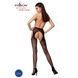 Эротические колготки-бодистокинг Passion S017 black, имитация ажурных чулок и пояса, Черный