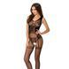 Бодистокинг Passion BS052 black, комбинезон, имитация корсета с подтяжками, чулок и трусиков, Черный