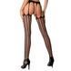 Эротические колготки-бодистокинг Passion S004 black, имитация высоких чулок и тоненького пояска, Черный
